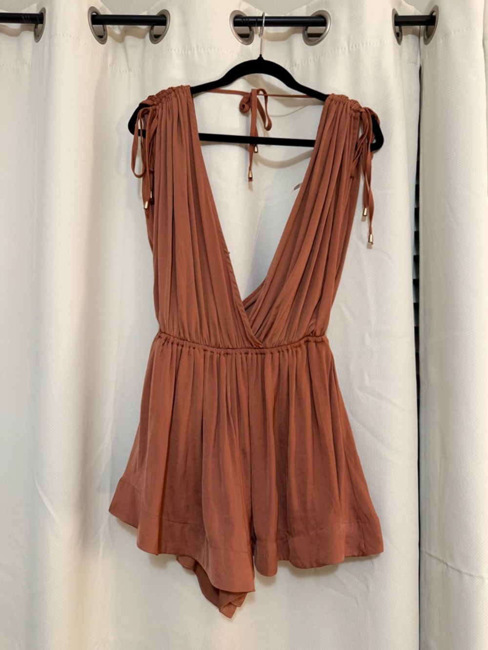 Free People Rust Brown Plunge Romper
